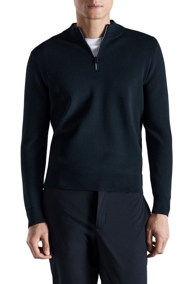 マンゴ メンズ アウター パーカー・スウェット ハーフジップ スウェーター MANGO Comfort Quarter Zip Sweater Navy 米国海軍