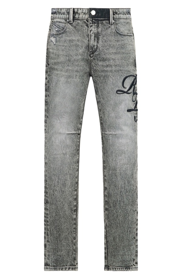 アールティーエー メンズ ボトムス ジーンズズボン下 刺しゅう デニム RtA Bryant Embroidered Skinny Jeanstone Haze Cursive 石ころ