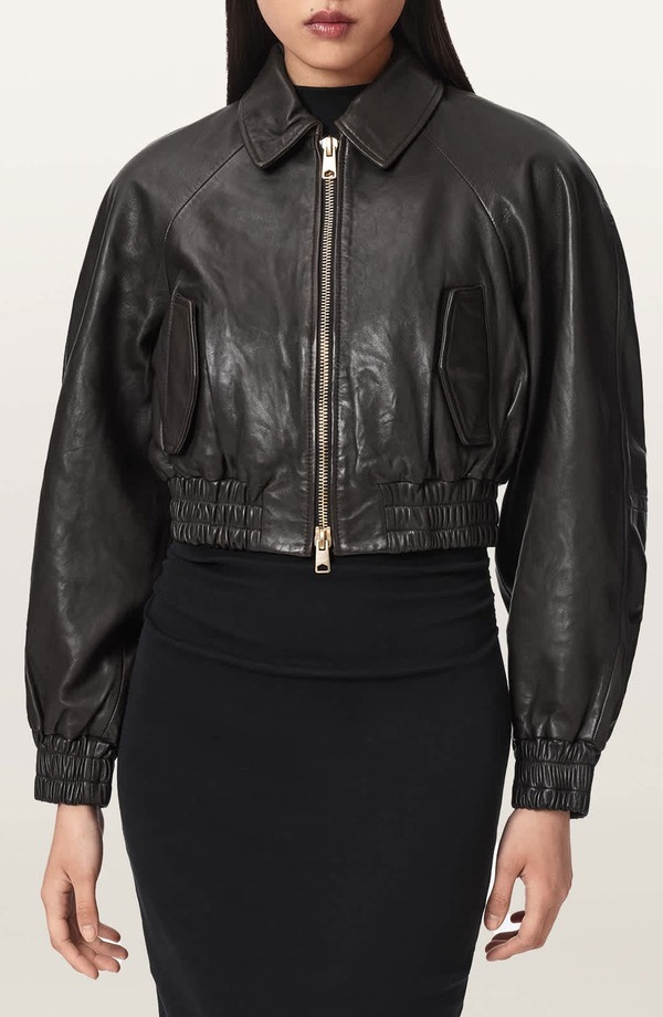 オールセインツ レディース アウター 上衣・上衣 なめし革 AllSaints Anouk Leather Crop Bomber Jacket Bitter Brown 赤銅色