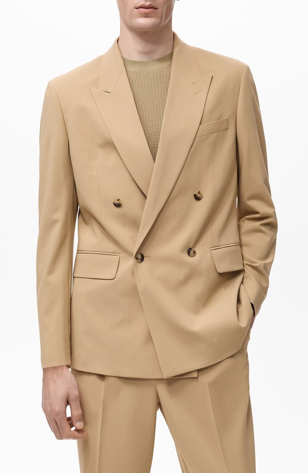 マンゴ メンズ アウター ジャケット・ブルゾン リラックスフィット MANGO Relaxed Fit Double Breasted Suit Jacket Beige ベージュ 38,220円