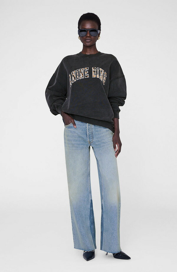 アニービン レディース アウター パーカー・スウェット シャツ ANINE BING Milesweatshirt Washed Black ブラック|ReVida 店