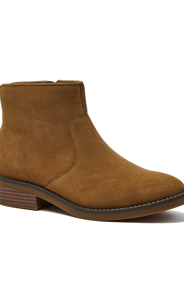 ランズエンド レディース シューズ ブーツ・レインブーツ スエード アンクル Lands' Endetailed Suede Zip Ankle Booties Tuscan Brown ブラウン｜ReVida 店