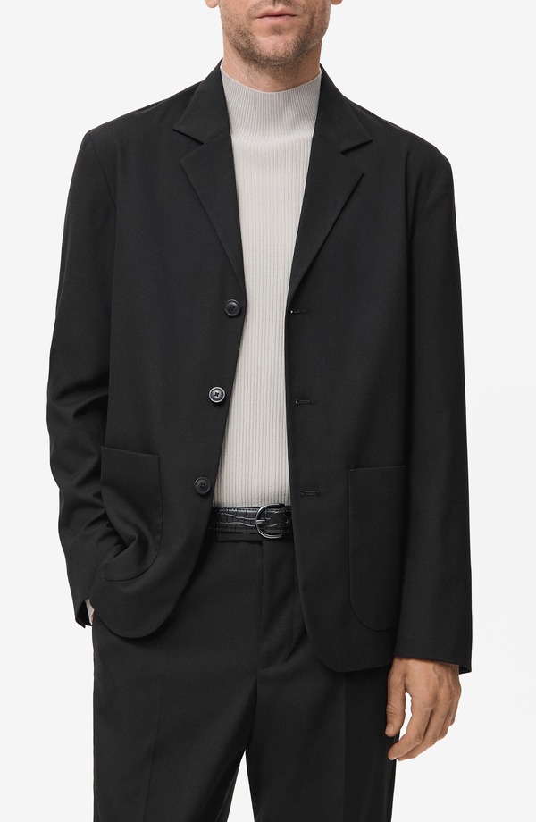 マンゴ メンズ アウター ジャケット・ブルゾン スリムフィット ブレザー MANGO Slim Fit Suit Blazer Black ブラック｜ReVida 店