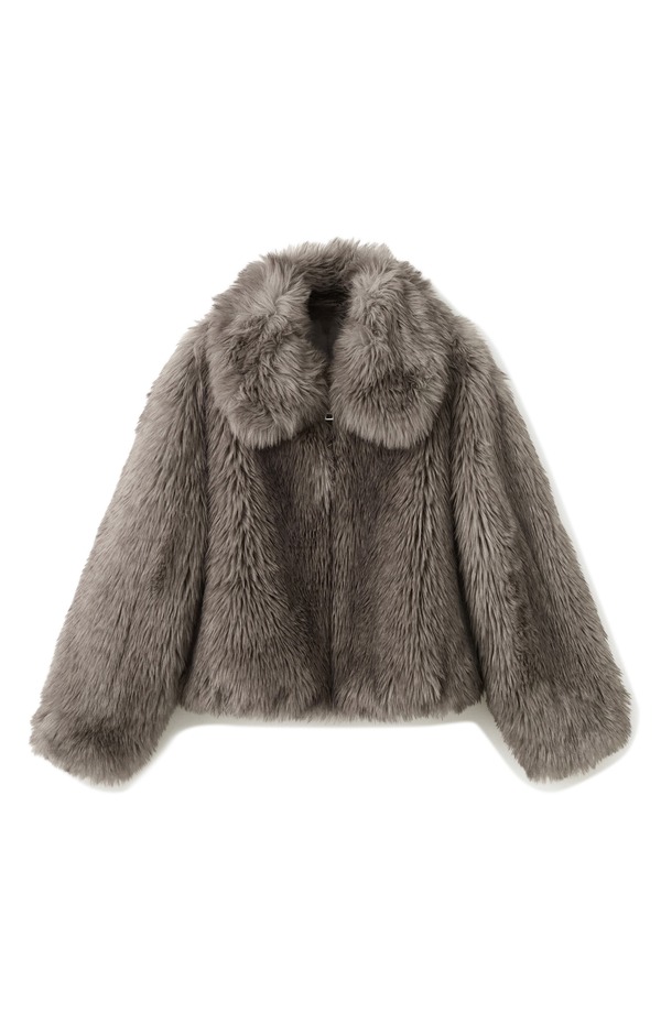 マンゴ レディース アウター ジャケット・ブルゾン MANGO Faux Fur Front Zip Jacket Grey グレー