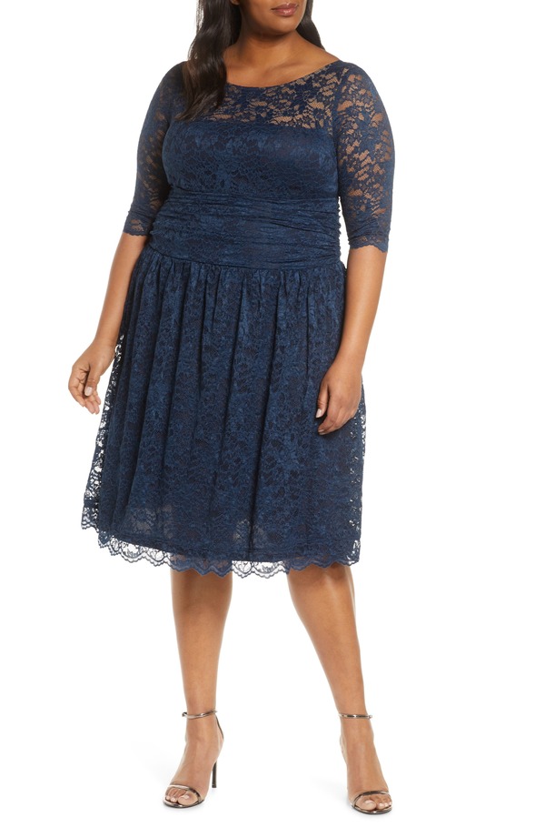 キヨナ レディース トップス 衣裳 A 伝達ルート スピード競技 Kiyonna Luna Lace A-Line Dress Navy 米国海軍