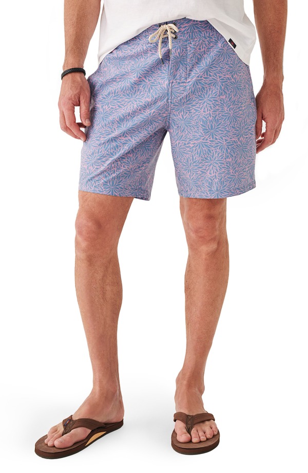 ファレティ メンズ 海水着 二分の一ズボン下・さる股引き 御花柄 刷り上げる 御花 Faherty Classic Floral Print Swim Trunks Night Orchid Frond
