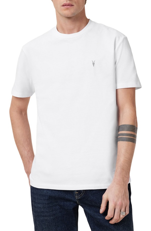 オールセインツ メンズ トップス ティーシャツ 刺しゅう ロゴタイプ AllSaints Dexter Logo Embroidered T-Shirt Optic White 白いこと