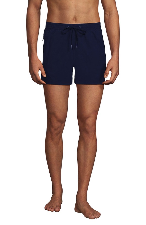 ランズ挙げ句のはて メンズ 水泳着 二分の一ズボン下・さる股引き Lands\u0027 End 5 Inch Volley Swim Trunk Deep Sea Navy 米国海軍