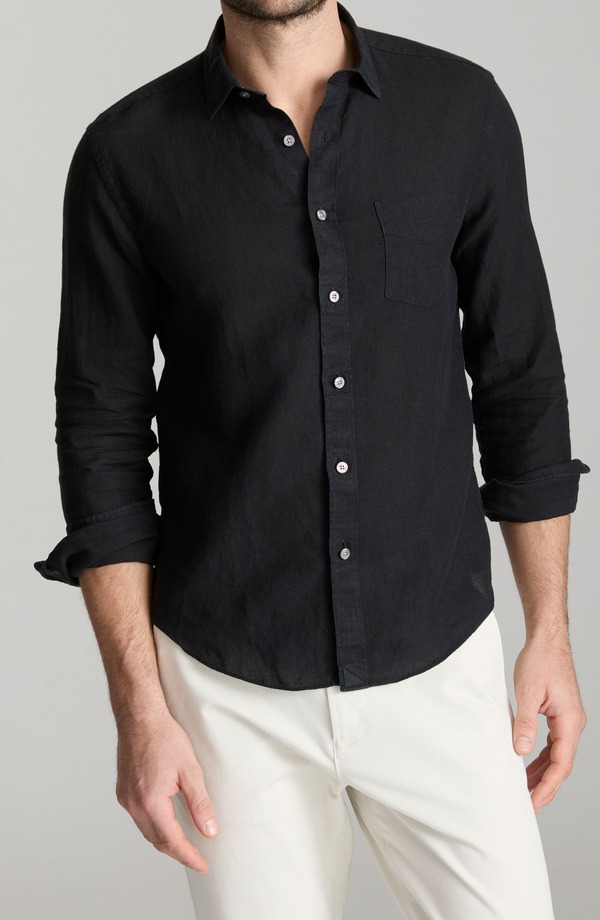 アンタックイット メンズ トップス プルオーバー リネン UNTUCKit Vin Santo Linen Wrinkle Resistant Button-Up Shirt Black 黒いこと
