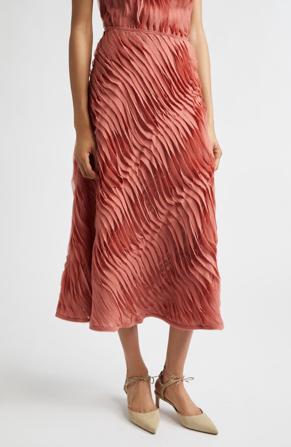 ウラ・ジョンソン レディース 下つ方スコート ティアード MIDI Ulla Johnson Amiko Tiered Midi Skirt Chestnut