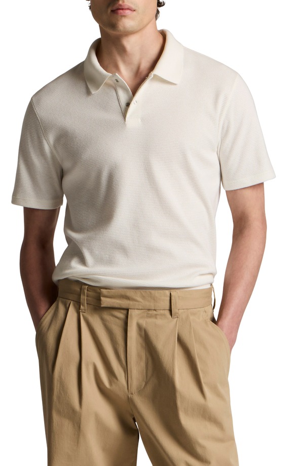 ヴィンス メンズ トップス スポーツシャツ メッシュ 編み物 Vince Mesh Knit Poloff White 象牙色