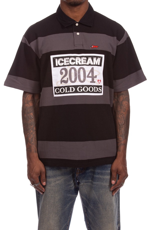クリーム メンズ トップス スポーツシャツ ICECREAM Strawberry Appliqu Polo Black 黒いこと