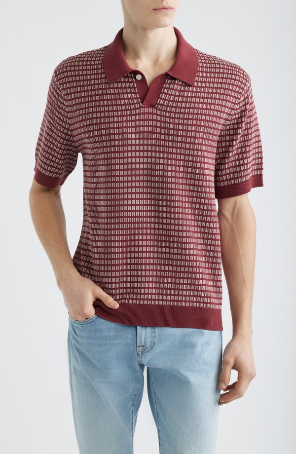 メイドウェル メンズ トップス スポーツシャツ スウェーター Madewell Jacquard Sweater Polo Dusty Merlot