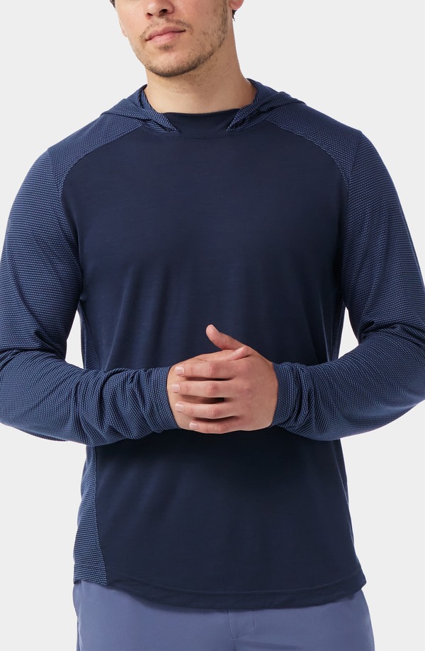 かっこ良い羊毛 メンズ アウター パーカー・スウェット メッシュ Smartwool Active Mesh Pulllover Hoodie Nightfall Deep Navy 米国海軍