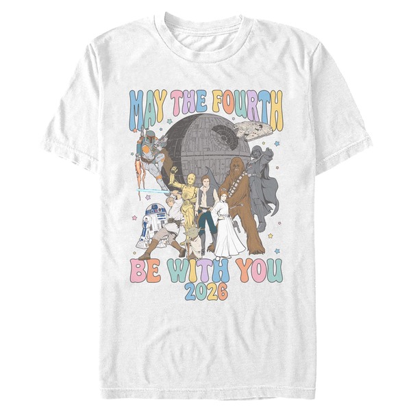 はやりっ児 ウォーズ メンズ トップス ティーシャツ グラフィック Men\u0027star Wars May The Fourth Be 2026 Graphic T-Shirt White 白いこと
