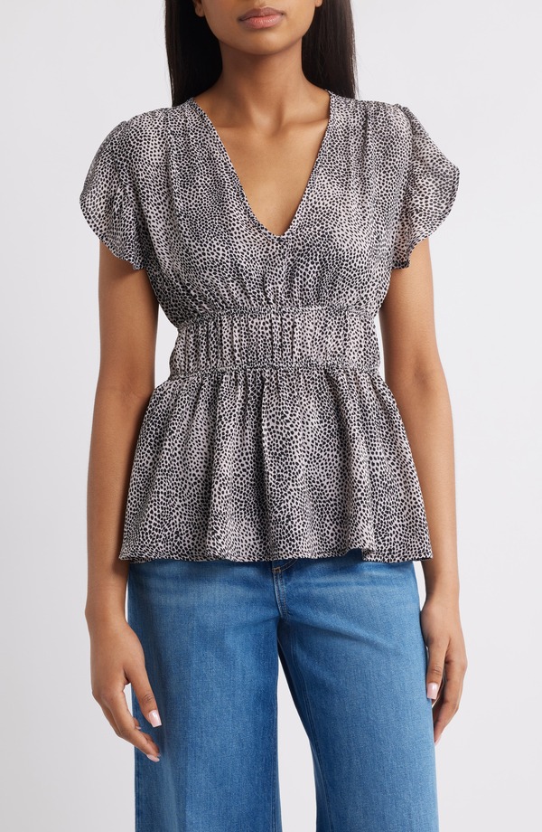 ラブアペラ レディース トップス プルオーバー 帝国 Loveappella Empire Waist Flutter Sleeve Top Ivory/ Black 象牙色