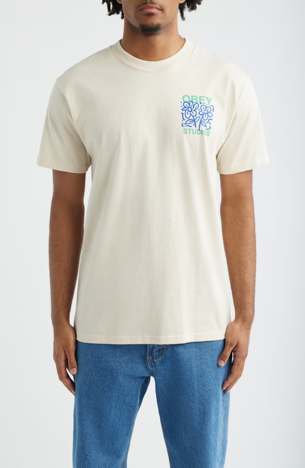 オベイ メンズ トップス ティーシャツ グラフィック Obey Grown with Love Graphic T-Shirt White 白いこと