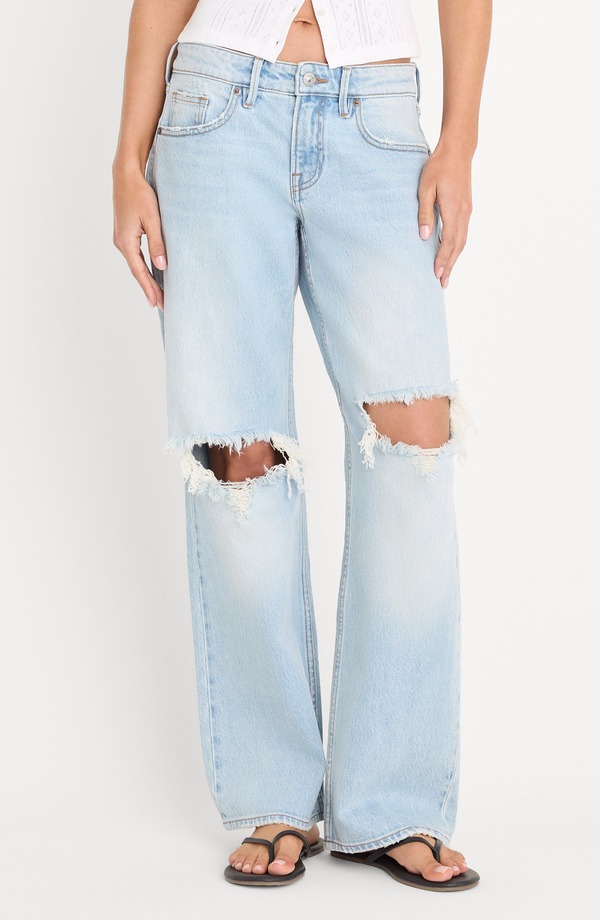 好ましいアメリカン レディース ボトムス ジーンズズボン下 デニム Good American Ripped Low Loose Jeans Indigo1249