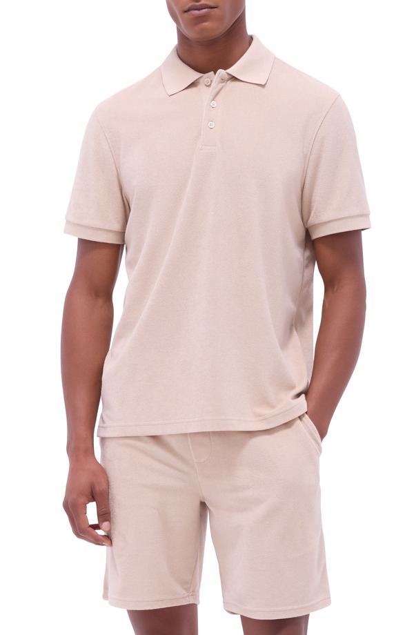 ブガッチ メンズ トップス スポーツシャツ パイル 綿織物 Bugatchi Cotton Blend French Terry Polo Sand 真砂