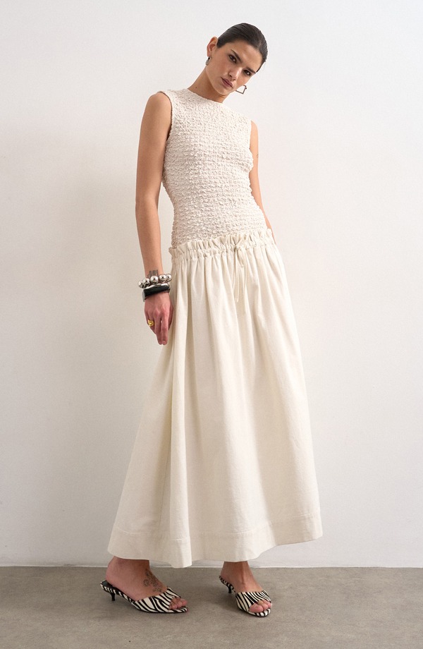 いの一番販売店 レディース トップス 衣装 綿織物 マキシ Topshop Drop Waist Cotton Maxi Dress White 白いこと