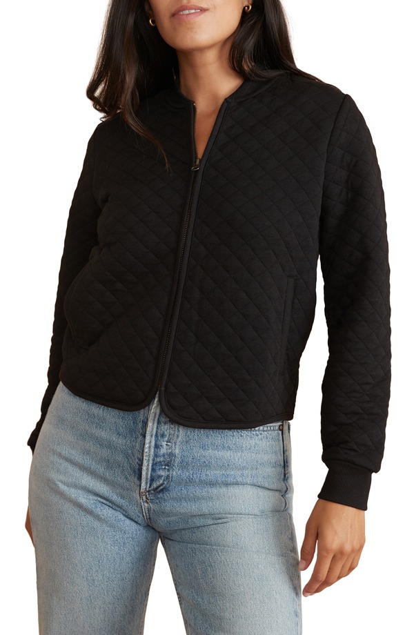 米国海兵隊員 座標軸 レディース アウター 上衣・上衣 キルティング Marine Layer Corbet Quilted Bomber Jacket Black 黒いこと