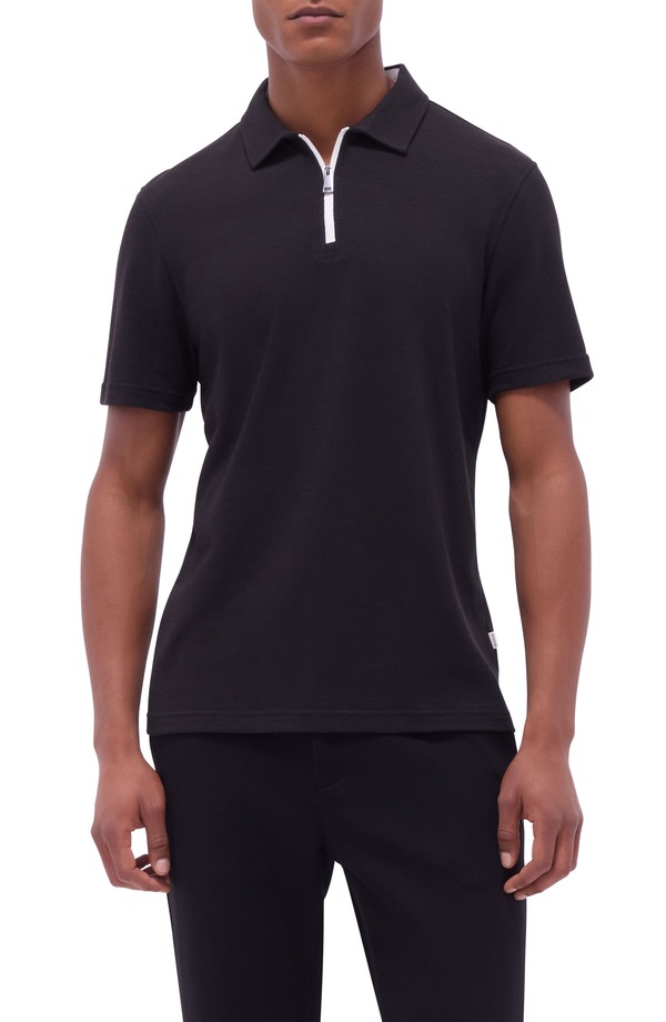ブガッチ メンズ トップス スポーツシャツ ハーフジップ Bugatchi Quarter Zipolo Black 黒いこと
