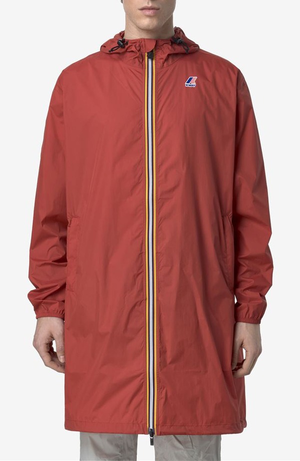 ケイ通い路 レディース アウター 厚地の外套 K-Way Le Vrai 4.0 Eiffel East Waterepellent Raincoat Red Jasper 赤いこと