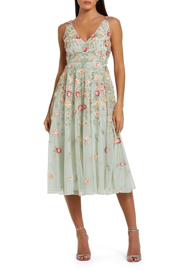 マックダガル レディース トップス 衣裳 Vのど首 A 伝達ルート お花柄 MIDI ノースリーブ お花 Mac Duggal V-Neck Sleeveless Midi Floral Beaded A-Line Dressage Multi サルヴィア