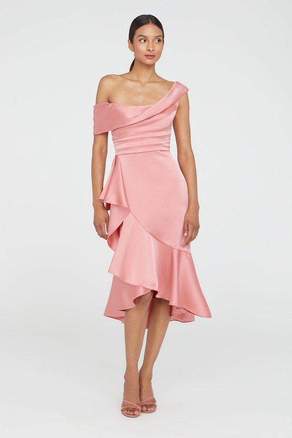 セイア レディース トップス 衣裳 非相称 ドレープ Theia Janice Draped Asymmetric Dressugar Coral コーラル