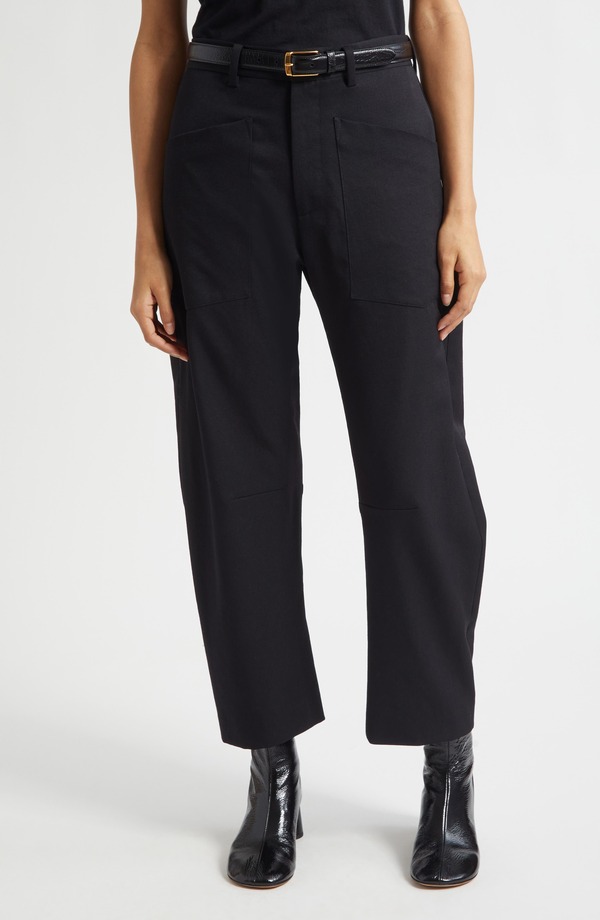 ニリロータン レディース ボトムス レギンス ズボン下 羊毛 Nili Lotan Shon Wool Barreleg Pants Black 黒いこと
