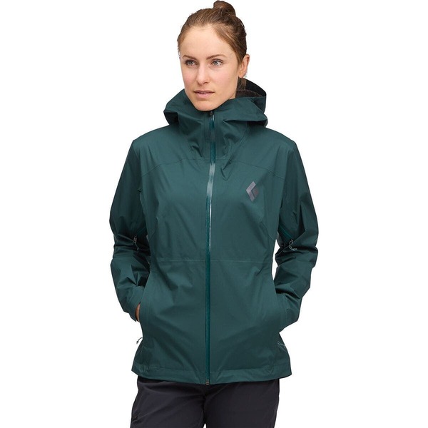 黒いこと金剛石 レディース アウター 上衣・上衣 Black Diamond Fineline Stretch Rain Shell - Women\u0027s Deep Woods