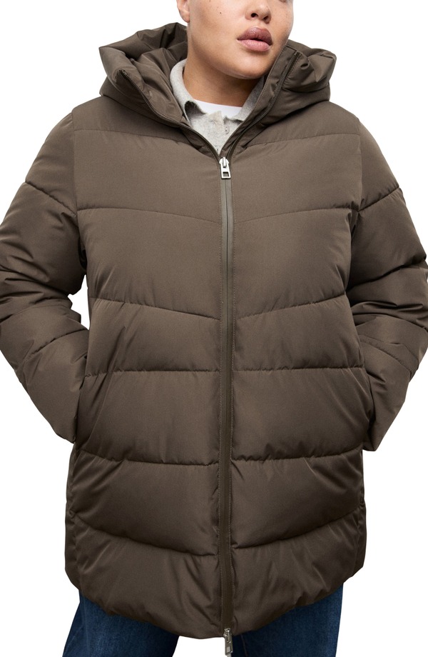 マンゴ レディース アウター 上衣・上衣 厚地の外套 MANGO Waterepellent Hooded Puffer Coat Brown 赤銅色