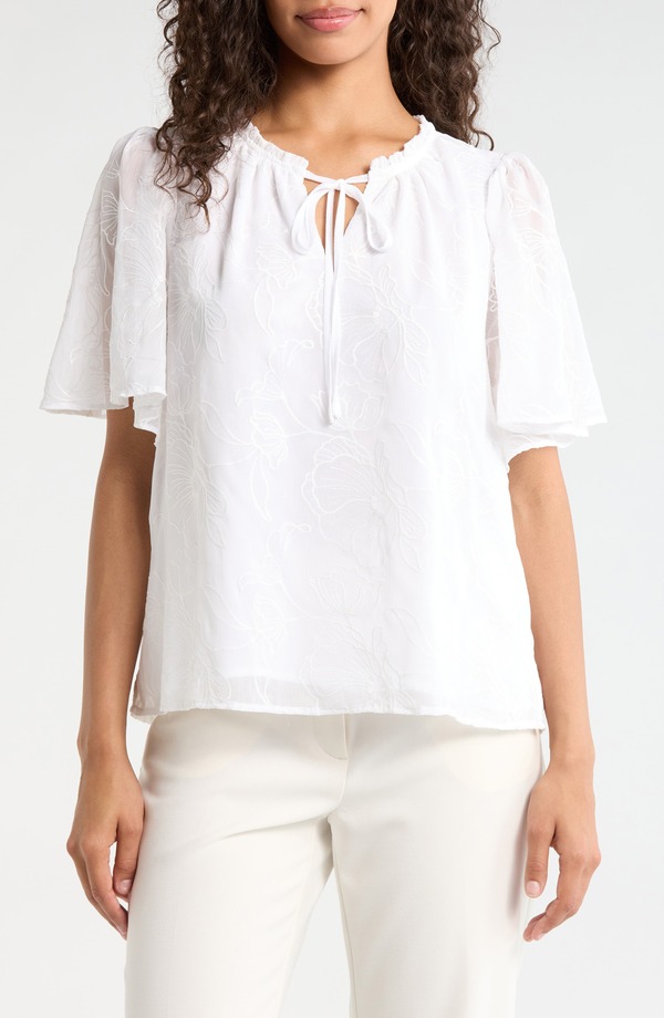 ヴィンスカムート レディース トップス シャツ Vince Camuto Tie Neck Top Ultra White ホワイト｜ReVida 店