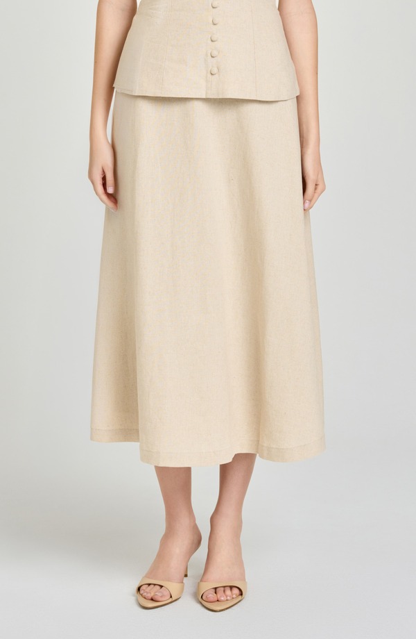 亭主もち レディース 下つ方スコート MIDI 旗がしら リネン WAYF x Hannah Lovey Porter Capri Linen Blend Midi Skirt Natural