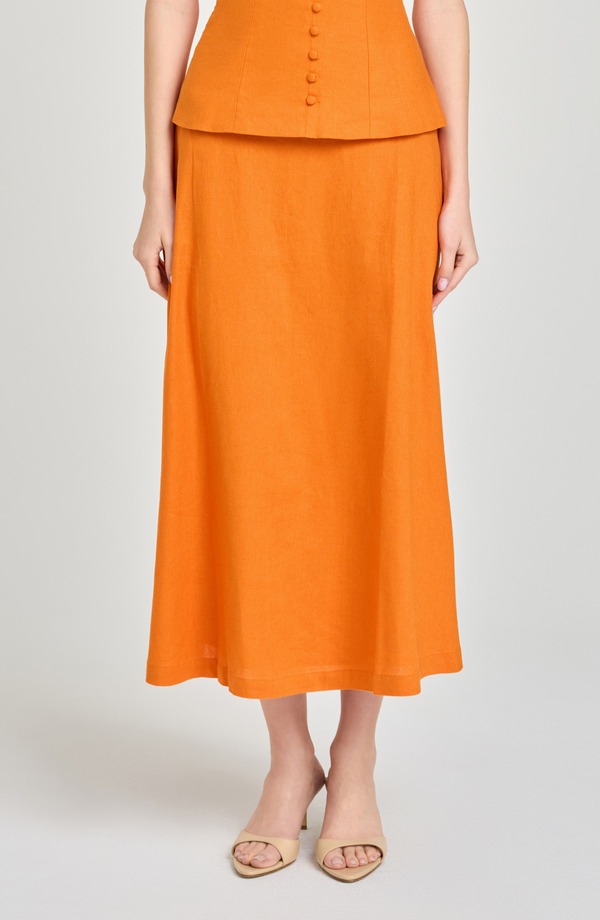 亭主もち レディース 下つ方スコート MIDI 旗がしら リネン WAYF x Hannah Lovey Porter Capri Linen Blend Midi Skirt Orange オレンジ色