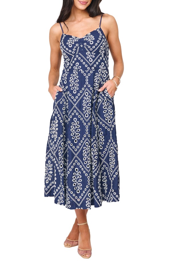 ギブソンルック レディース トップス 衣装 綿織物 GIBSONLOOK Amanda Eyelet Cotton Sundress Navy Eyelet 米国海軍