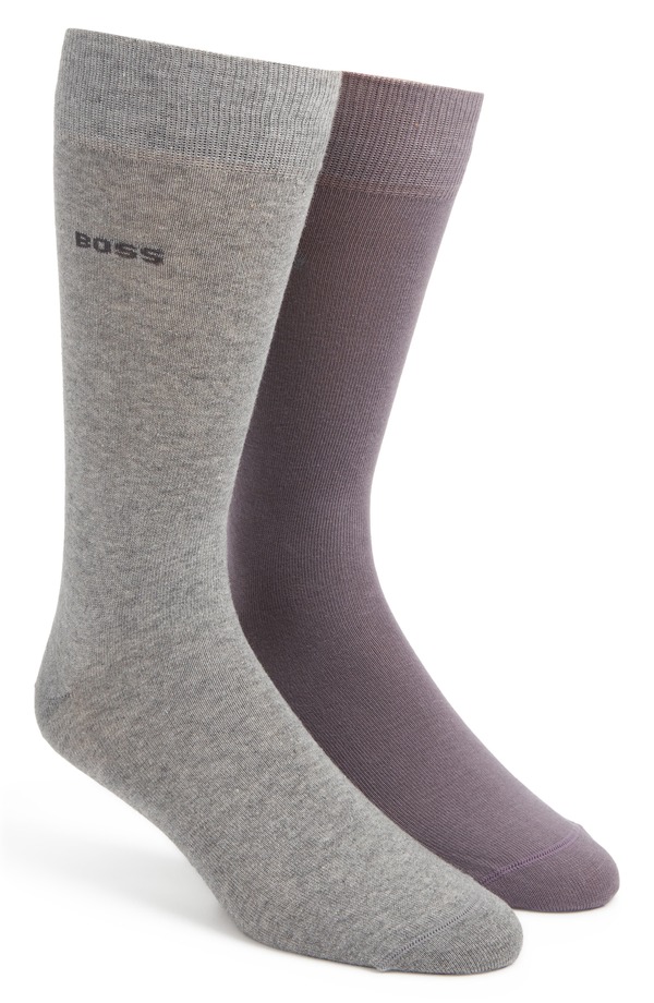 雇い主 メンズ アンダー御召しもの ソックス 綿織物 BOSS Assorted 2-Pack Cotton Blendressocks Open Purple パープル