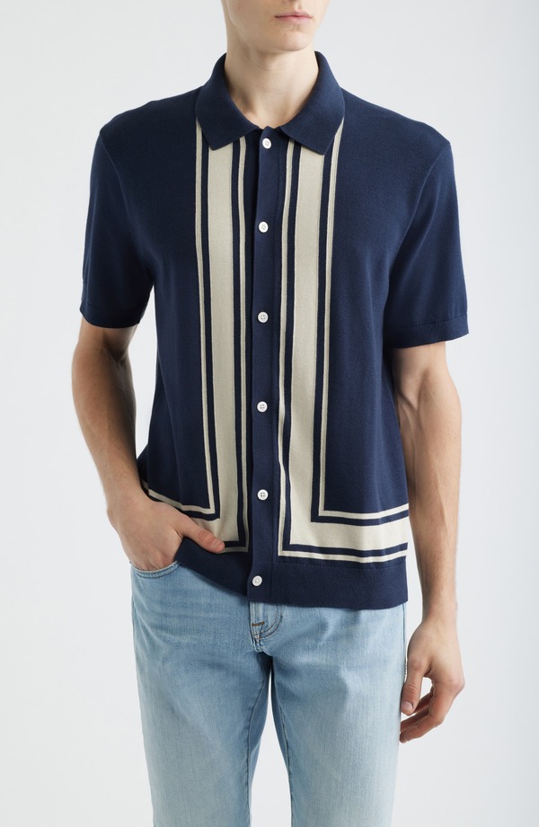 メイドウェル メンズ アウター パーカー・スウェット プルオーバー プルオーバー 綿織物 Madewell Border Stripe Short Sleeve Cotton Sweater Shirt Ink 縞模様