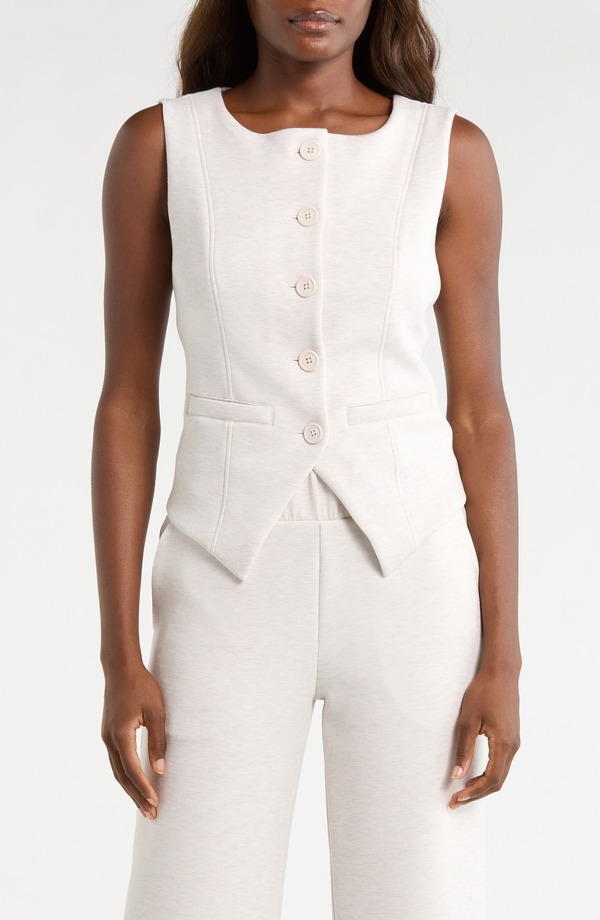 エムピージー レディース トップス シャツ ベスト ニット MPG Dreamweave Knit Button Front Vest Htr Moonbeam|ReVida 店