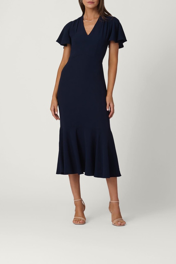 ショシャーナ レディース トップス 衣装 縮緬 Shoshanna Stretch Crepe Lorrie Dress Navy 米国海軍
