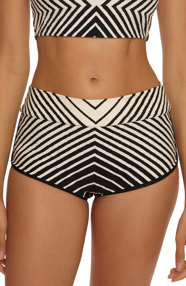 トリーナターク レディース ボトムス 二分の一ズボン下・さる股引き 遊撃手ズボン下 Trina Turk Netextured Stripe Swim Shorts Black/ Vanilla 黒いこと