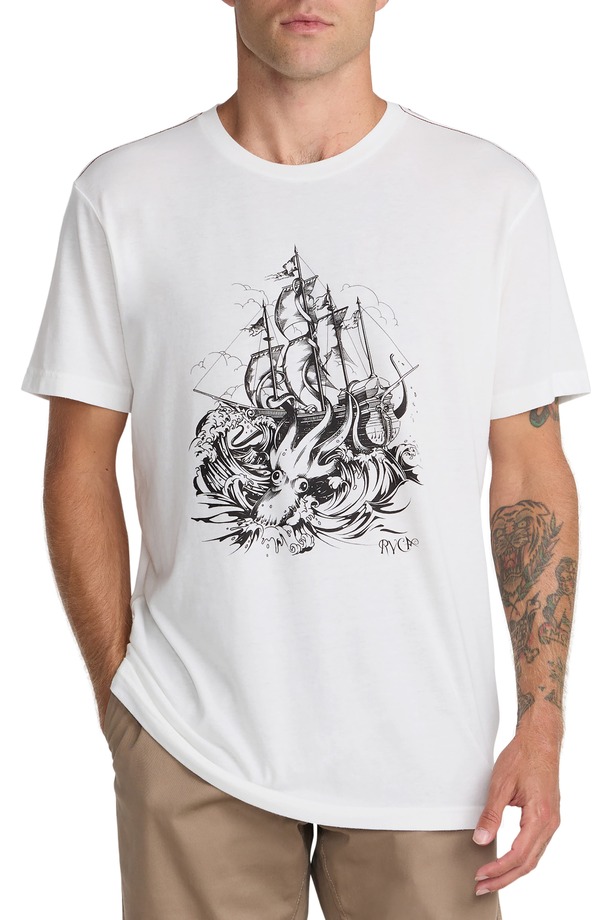 ルーカ メンズ トップス ティーシャツ グラフィック RVCA High Seas Trim Fit Graphic T-Shirt Antique White 白いこと