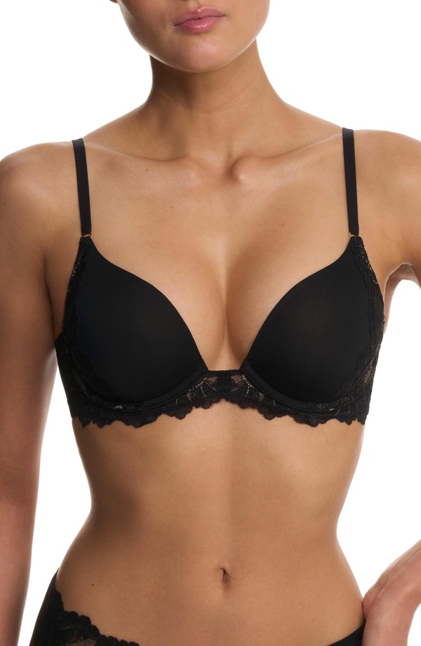ナトリ レディース トップス プルオーバー スピード競技 Natori Peony Demi Lace T-Shirt Bra Black/Cafe 黒いこと