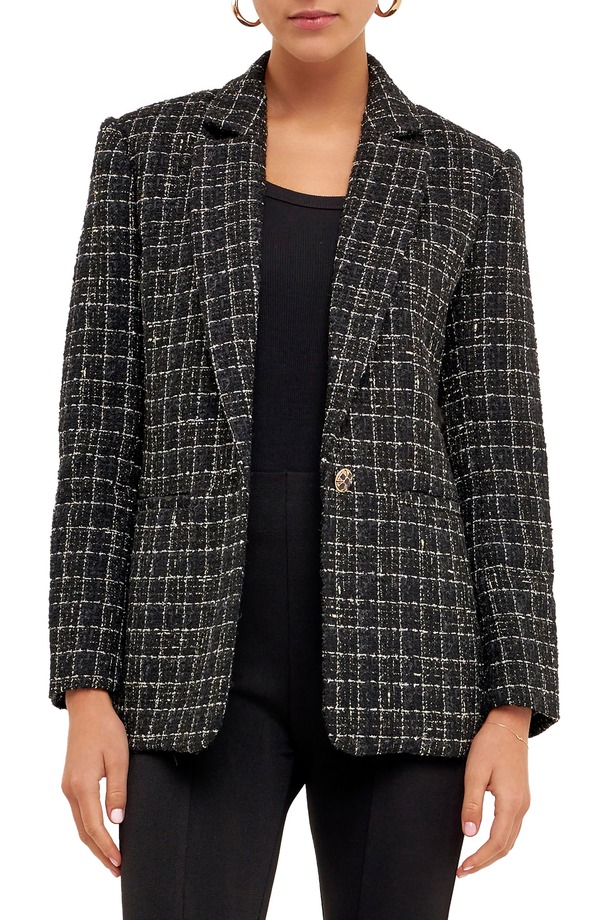 エンドレスローズ レディース アウター 上衣・上衣 ツィード スポーツジャケット Endless Rose Tweed Blazer Black 黒いこと