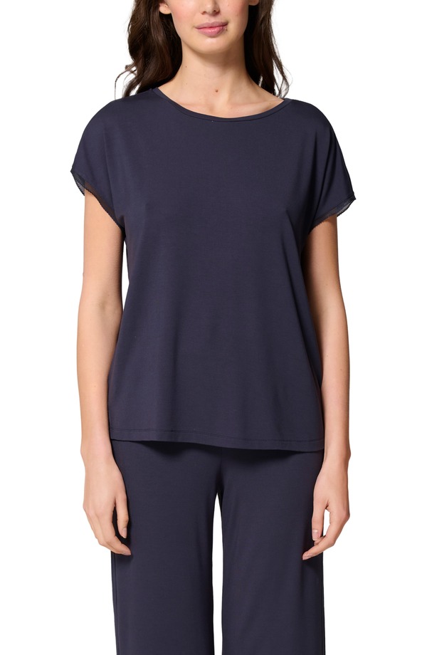 シモーヌペレール レディース トップス プルオーバー スピード競技刈り込み スピード競技 Simone Perele Aurore Lace Trim Pajama T-Shirt Full Moon