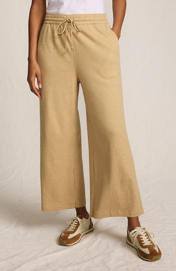 ランズ挙げ句の果て レディース ボトムス レギンス ワイドレッグ ズボン下 編み物 Lands\u0027 End Sport Knit Pull On Drawstring Wide Leg Cropants French Pecan Heather ギョリュウモドキ