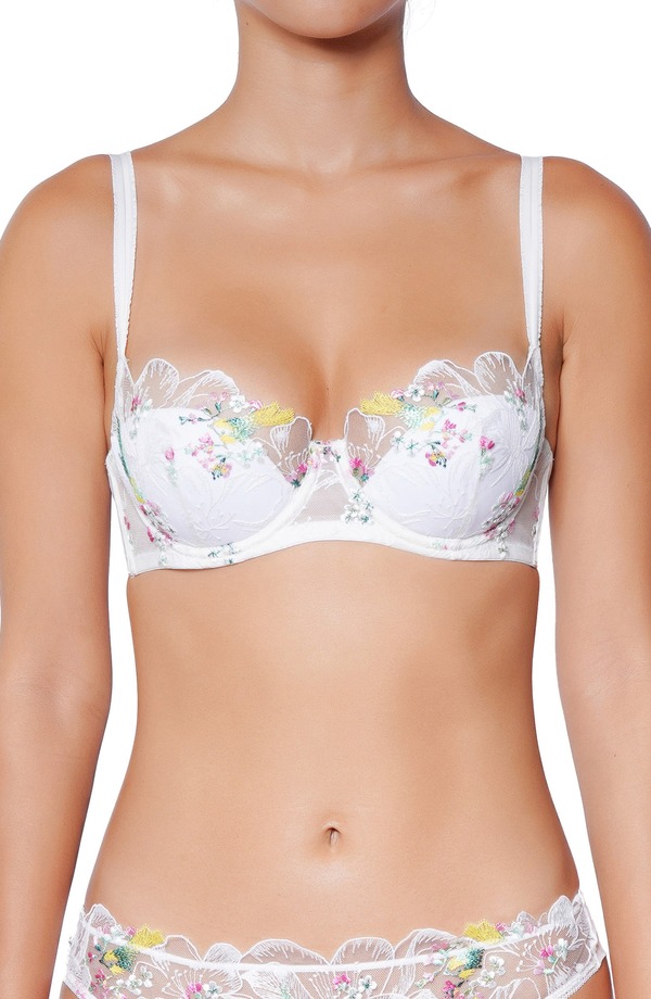 ユイット レディース アンダー御召しもの ブラ Huit Winteromance Underwire Padded Balconette Bra Floral White 白いこと