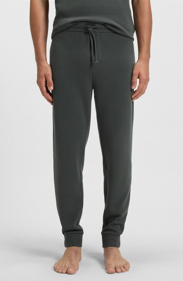 ボス メンズ ボトムス カジュアルパンツ ニット BOSS Waffle Knit Lounge Pants Open Green グリーン｜ReVida 店