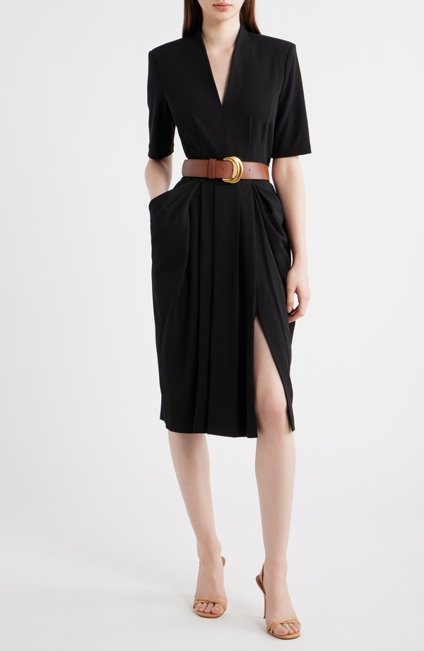 ダナ キャラン ニューヨーク州 レディース トップス 衣装 Donna Karanew York Belted Sheath Dress Black 黒いこと