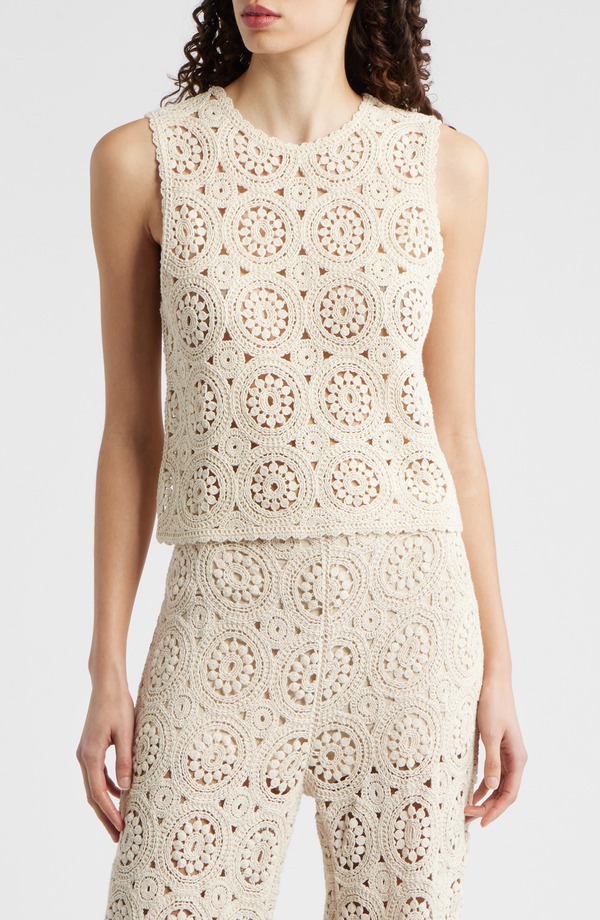 ひな形 レディース トップス プルオーバー 綿織物 FRAME The Crochet Cotton Tank Cream 皮膚軟化剤